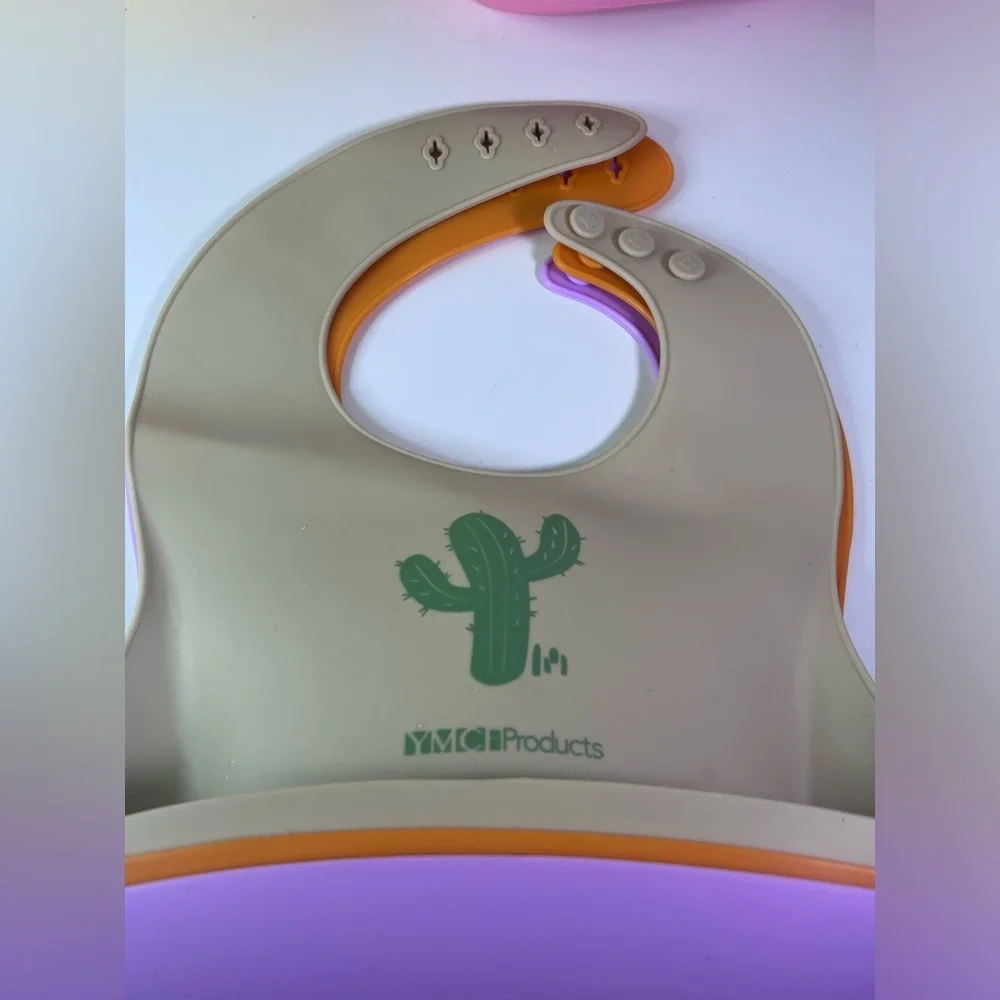 YMCF Products 5 Pack Waterproof Silicone Baby Bib Lightweight and easy wipe
